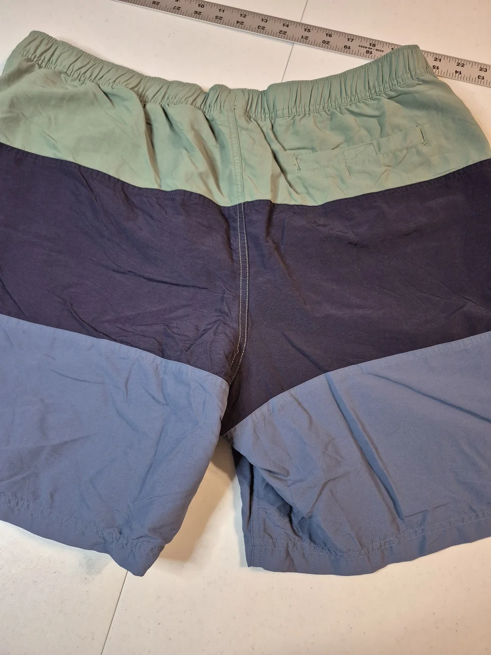 L.L. Bean Men's Colorblock Swim Trunks - Sage Green/Blue/Slate 4834